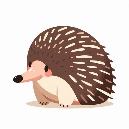 Cute little hedgehog. Vector illustration isolated on white background.の写真素材