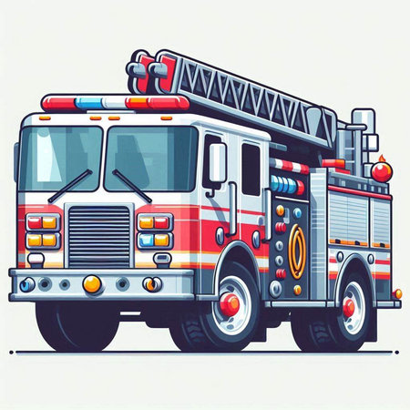 Fire engine. Vector illustration of a firetruck on white background.