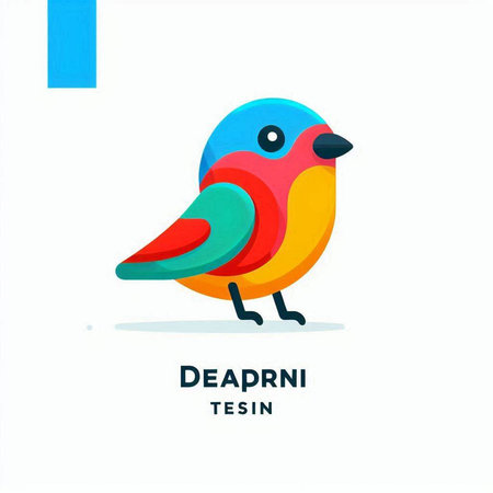 Vector illustration of a cute little bird. Colorful cartoon character.の写真素材