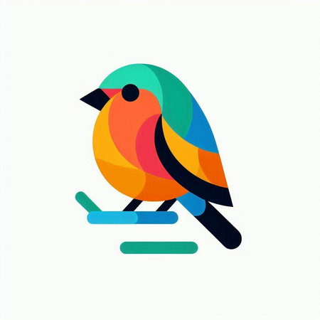 Colorful bullfinch bird logo design. Bird vector icon.の写真素材