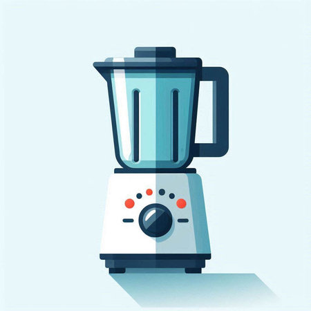 Illustration of a blender in a flat style on a blue background