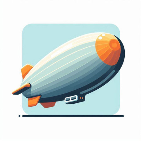 Illustration of an airship in flat style. Vector illustration.の写真素材