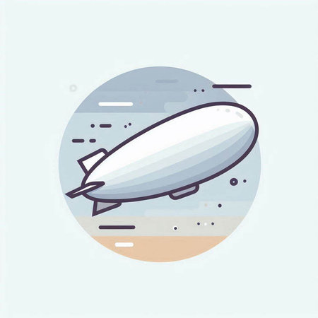 Airship icon. Vector illustration of airship in flat style.