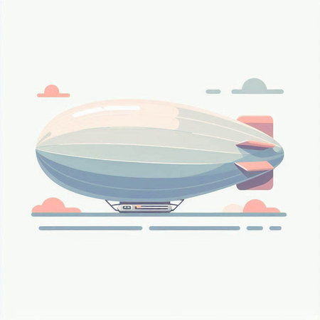 Illustration of an airship in a flat style. Vector illustrationの写真素材