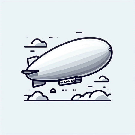 Vector illustration of Airship. Flat line art style design for web and print.の写真素材