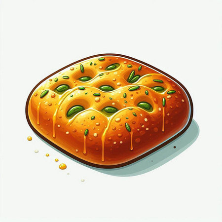 Illustration of a freshly baked loaf of bread with pistachios