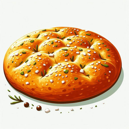 Illustration of a fresh baked bread with rosemary and peppercornsの写真素材