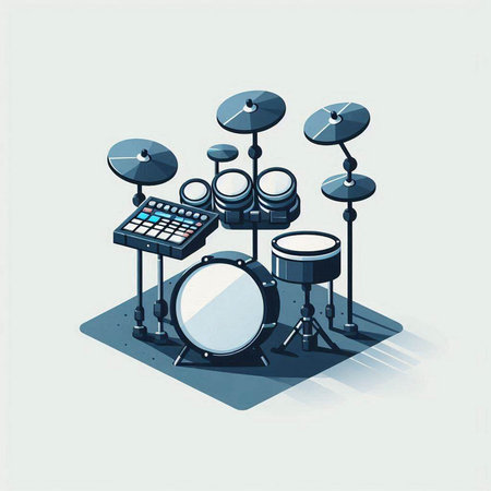 Drum set on a white background. Isometric view. Vector illustration.の写真素材