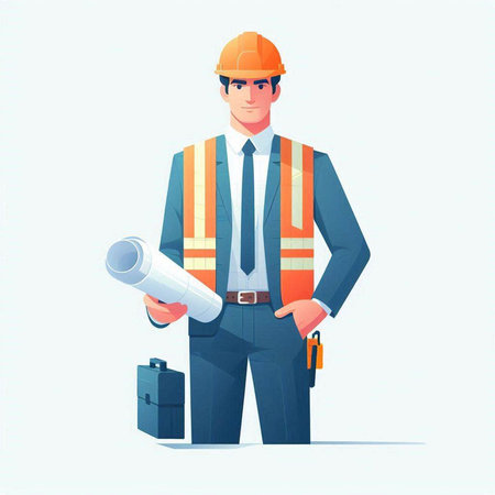 Engineer in hardhat. Vector illustration in a flat style.の写真素材