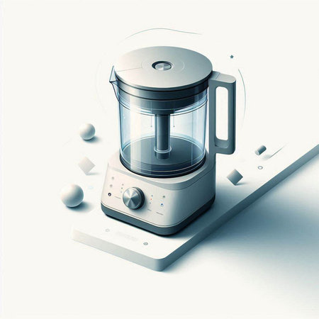 Digital illustration of a blender in white backgrounf.