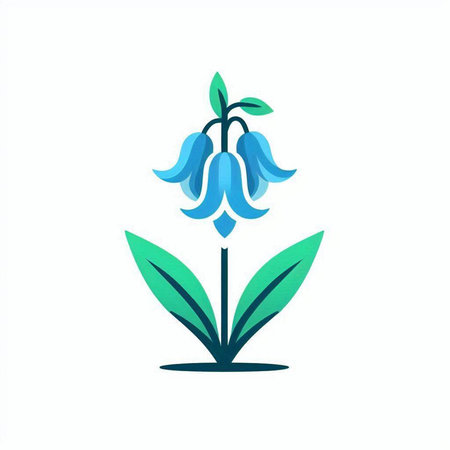 Bluebell flower vector logo. Isolated on a white background.の写真素材
