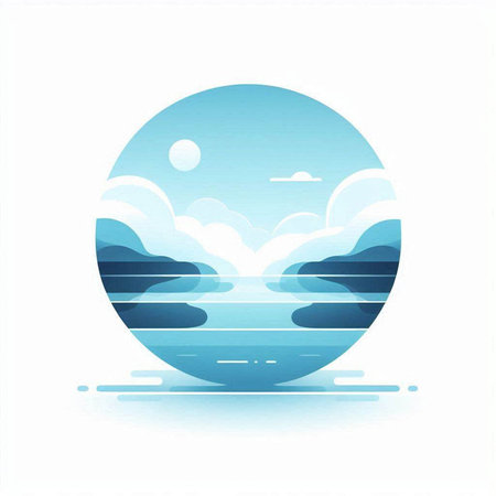 abstract background with waves and clouds in a circle. Vector illustrationの写真素材
