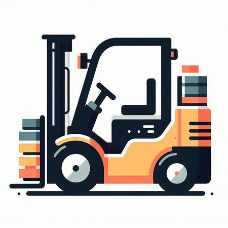 Forklift truck. Flat style vector illustration isolated on white background.の写真素材