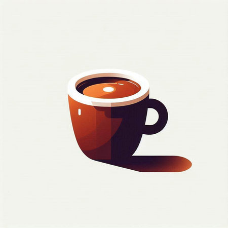 Cup of coffee with shadow on white background. Vector illustration.の写真素材