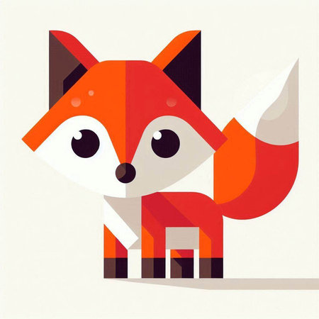 Cute fox in flat style. Vector illustration for your design.の写真素材