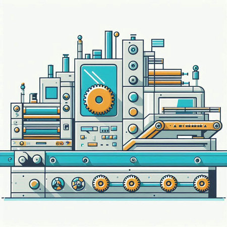 Vector illustration of industrial equipment on white background. Line art style.の写真素材