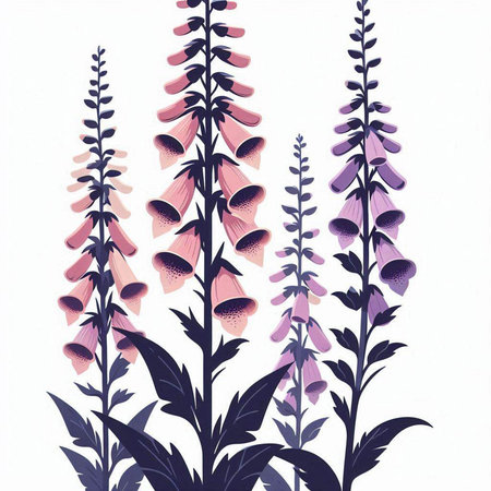 Digitalis purpurea. Digitalis purpurea. Vector illustration.