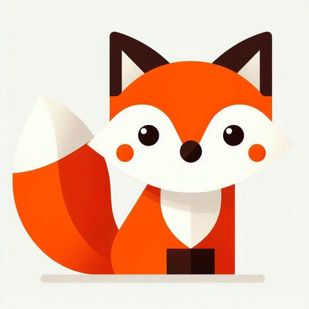 Cute fox on a white background. Vector illustration of a cute fox.の写真素材
