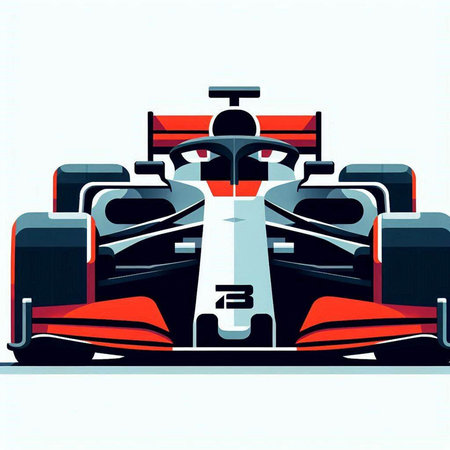 illustration of a racing car with red and black elements on a white backgroundの写真素材