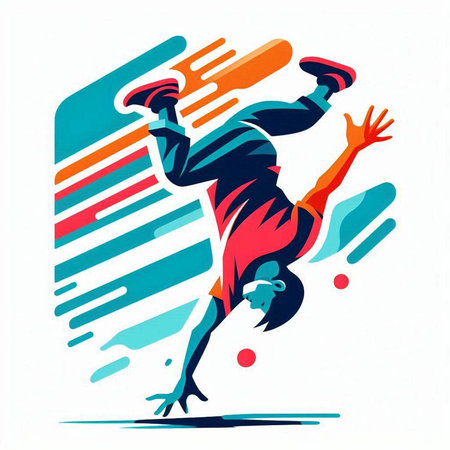 Rugby player jumping with ball. Vector illustration in retro style