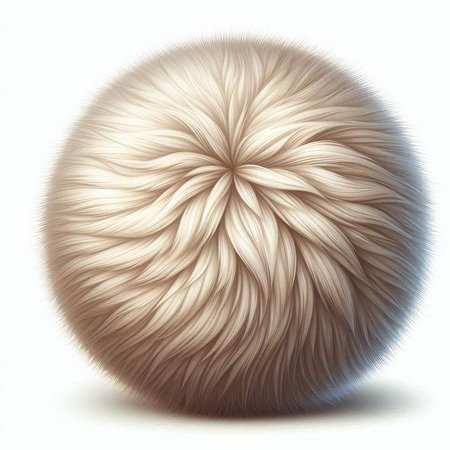 3d rendering of a fluffy fur ball on a white background.