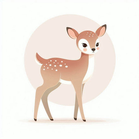 Cute little deer isolated on white background. Vector cartoon illustration.の写真素材