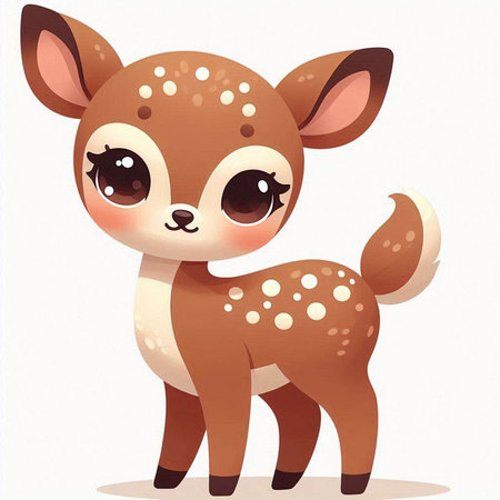 Cute little baby deer isolated on white background. Vector illustration.の写真素材