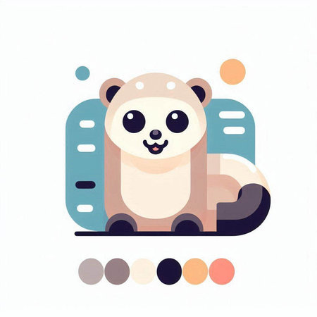 Cute cartoon panda. Colorful vector illustration in flat style.の写真素材
