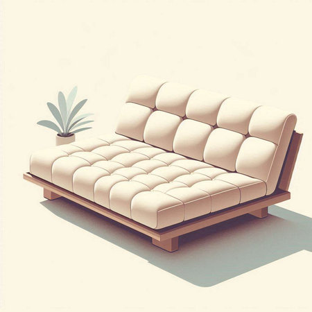 Comfortable sofa in the living room. 3D illustration. Vintage style.