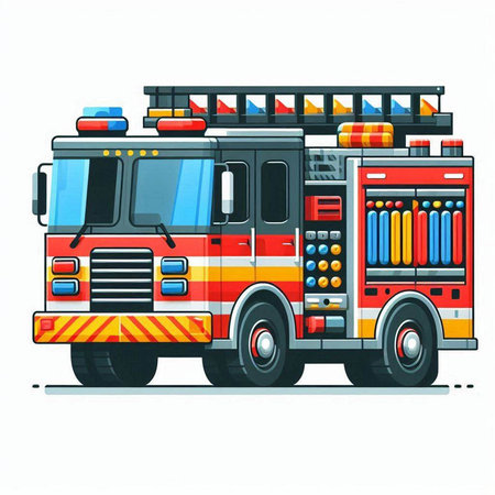 Fire engine on a white background. Vector illustration of a firetruck.