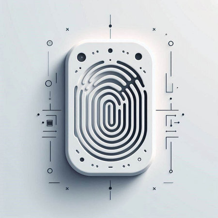 Fingerprint scan icon on the white background. Vector illustration.