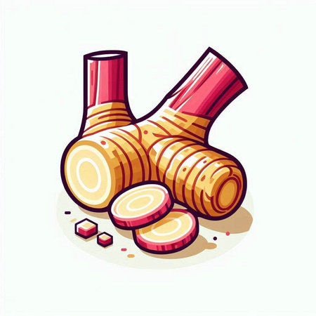 Ginger root isolated on white background. Hand drawn vector illustration.