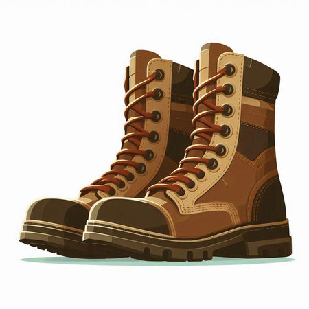 Vector illustration of a pair of brown boots isolated on white background.
