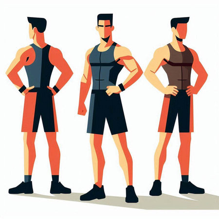 Fitness man in sportswear. Vector illustration in flat style