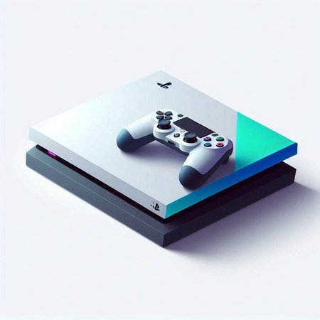 video game controller and console on white background. 3d illustration.