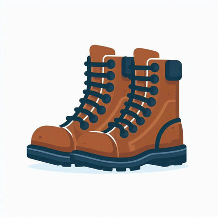 Hiking boots isolated on white background. Flat style vector illustration.