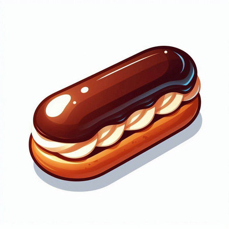 Illustration of a chocolate eclair on a white background - vector