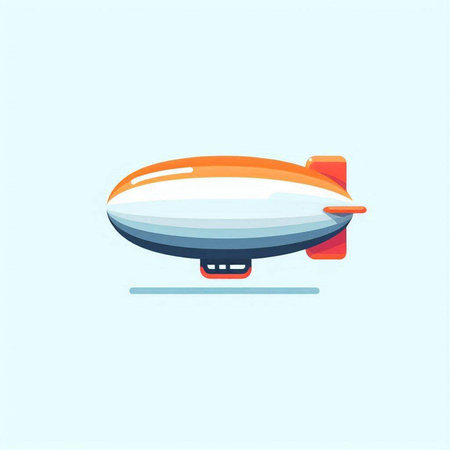 Airship flat icon. Vector illustration of airship in cartoon style
