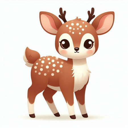 Cute cartoon deer on white background. Vector illustration for kids.の写真素材