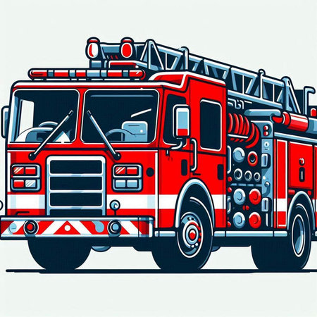 Fire engine. Vector illustration of a firetruck on a white background.