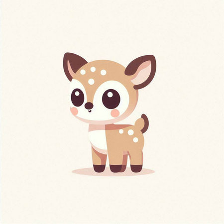 Cute little baby deer. Vector illustration in flat cartoon style.の写真素材