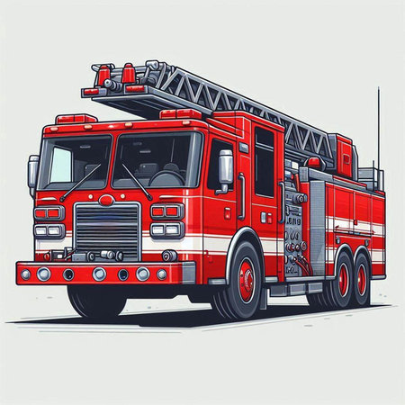 Fire engine. Vector illustration of a firetruck on a white background.