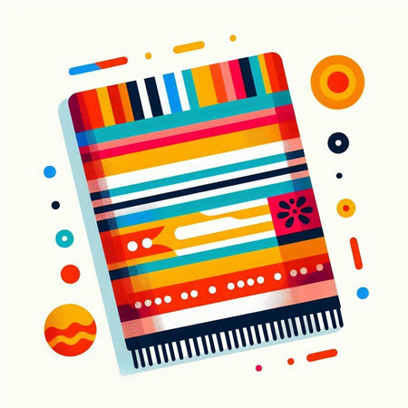 Colorful striped background with geometric elements. Vector illustration for your design