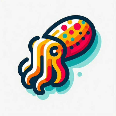 Squid icon. Seafood logo. Colorful vector illustration.の写真素材