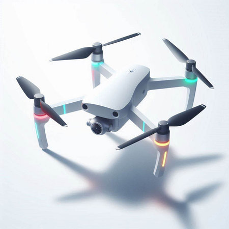 drone with digital camera on a white background. 3d rendering