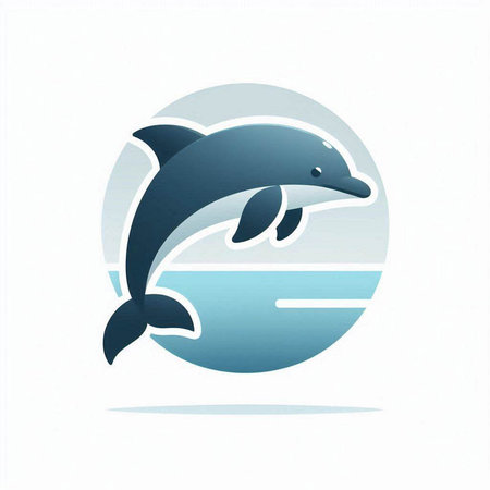 Dolphin icon on the background of the sea. Vector illustration.の写真素材