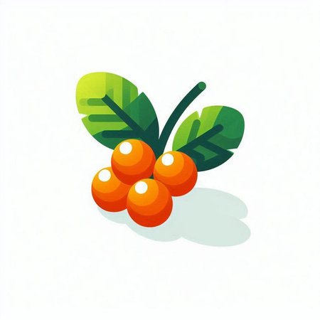 Berries of rowan on a white background. Vector illustration.
