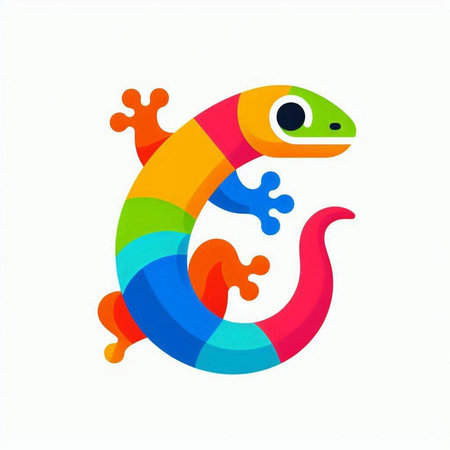 Lizard colorful logo. Gecko animal logotype. Vector illustration.の写真素材
