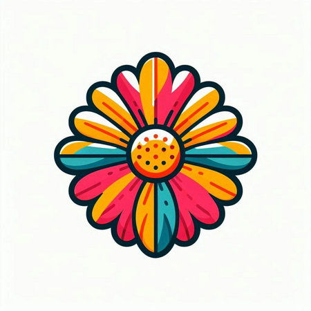 Colorful daisy flower icon on white background. Vector illustration.の写真素材