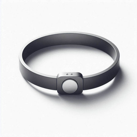 3d illustration of a black bracelet with a camera on a white backgroundの写真素材